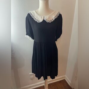 Dolls Kill Black and White baby doll Lace Peter Pan Collar Dress